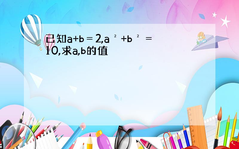 已知a+b＝2,a²+b²＝10,求a,b的值