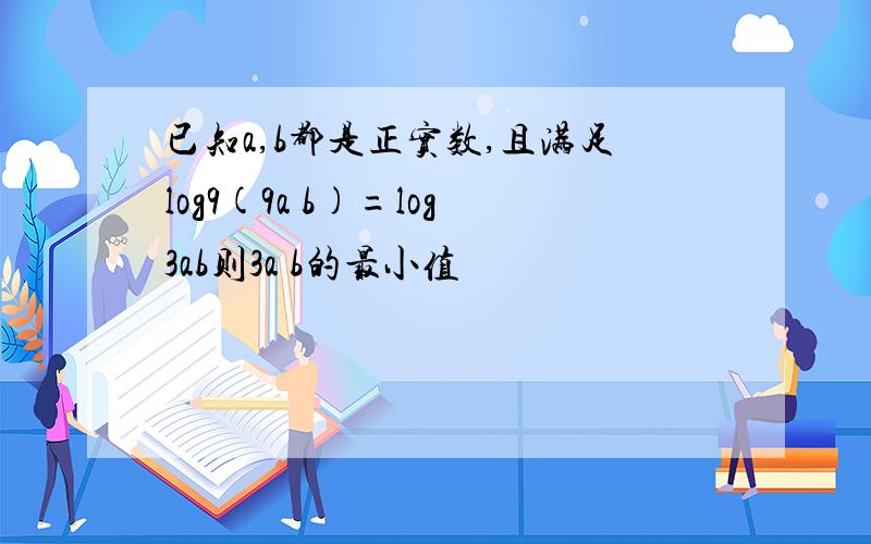 已知a,b都是正实数,且满足log9(9a b)=log3ab则3a b的最小值