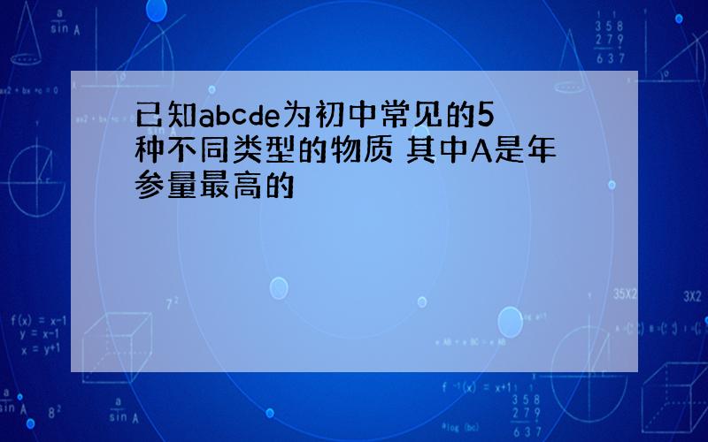 已知abcde为初中常见的5种不同类型的物质 其中A是年参量最高的