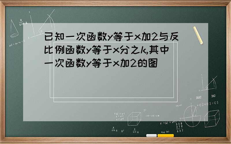 已知一次函数y等于x加2与反比例函数y等于x分之k,其中一次函数y等于x加2的图