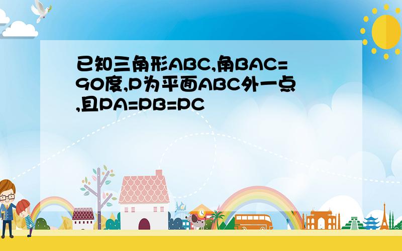 已知三角形ABC,角BAC=90度,P为平面ABC外一点,且PA=PB=PC