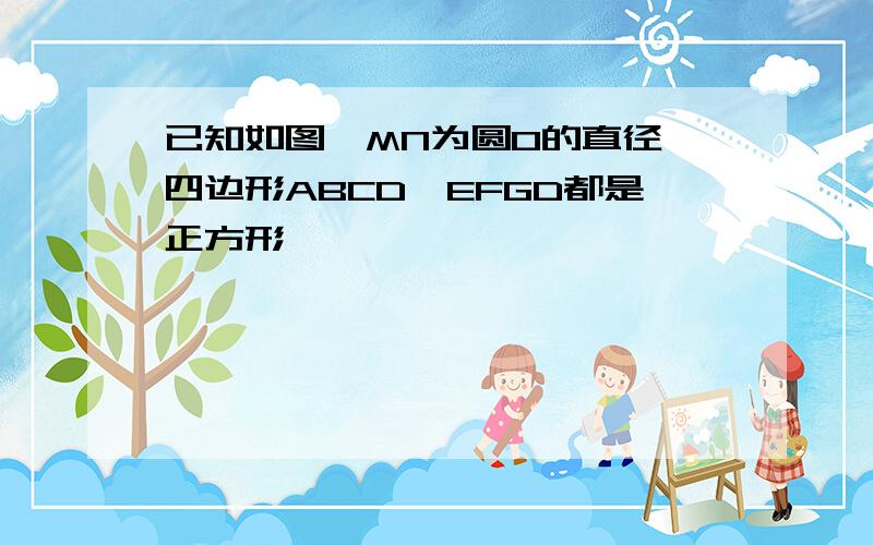 已知如图,MN为圆O的直径,四边形ABCD,EFGD都是正方形