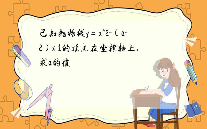 已知抛物线y=x^2-(a-2)x 1的顶点在坐标轴上,求a的值