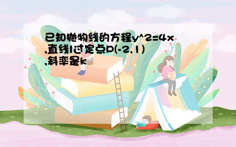 已知抛物线的方程y^2=4x,直线l过定点P(-2,1),斜率是k