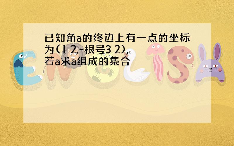 已知角a的终边上有一点的坐标为(1 2,-根号3 2),若a求a组成的集合