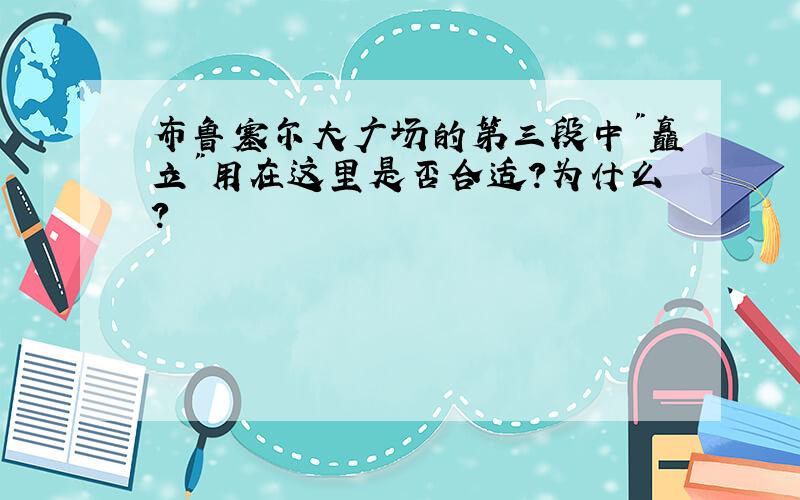 布鲁塞尔大广场的第三段中"矗立"用在这里是否合适?为什么?