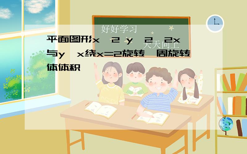 平面图形x^2 y^2>2x与y>x绕x=2旋转一周旋转体体积