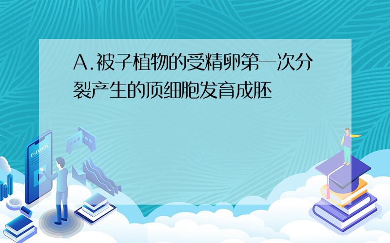 A.被子植物的受精卵第一次分裂产生的顶细胞发育成胚