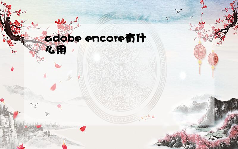 adobe encore有什么用