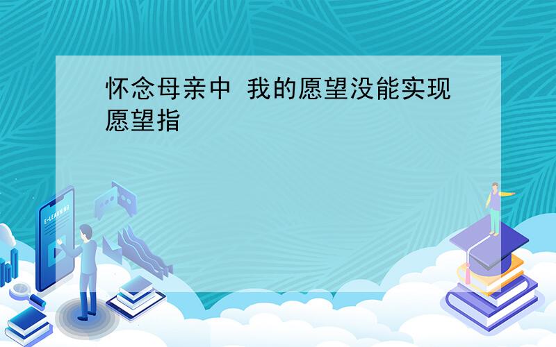 怀念母亲中 我的愿望没能实现愿望指