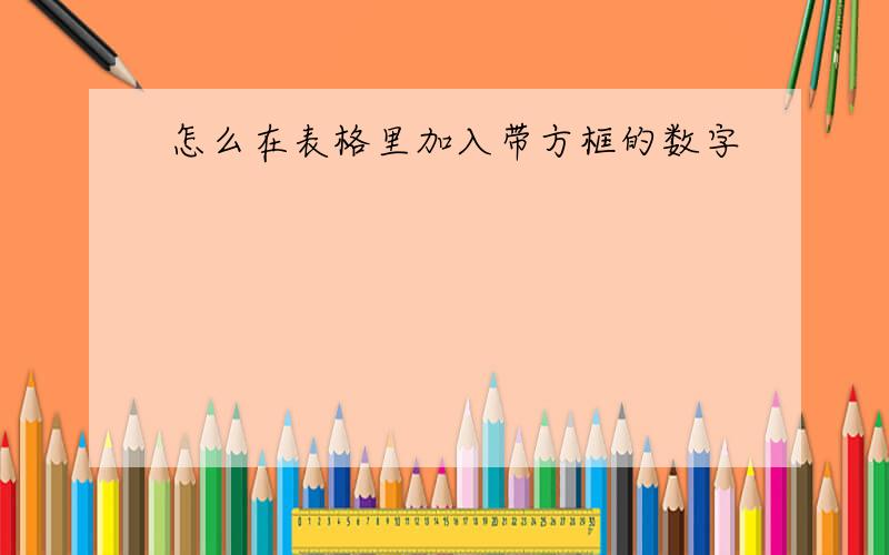 怎么在表格里加入带方框的数字