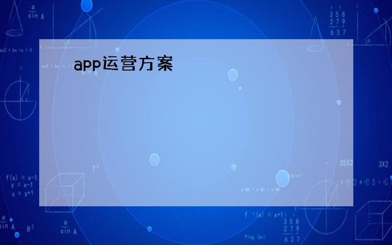 app运营方案