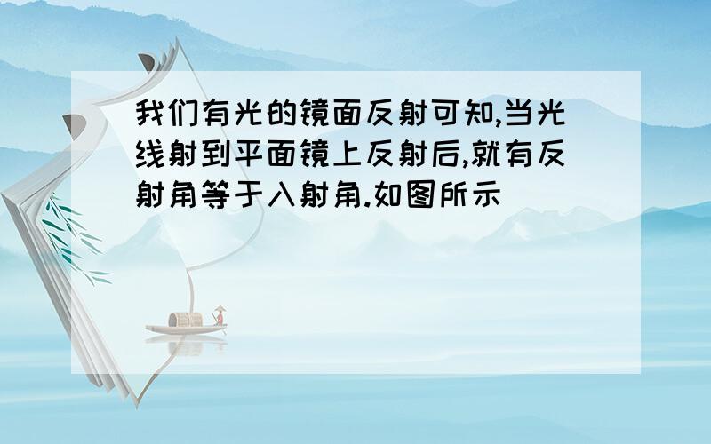 我们有光的镜面反射可知,当光线射到平面镜上反射后,就有反射角等于入射角.如图所示