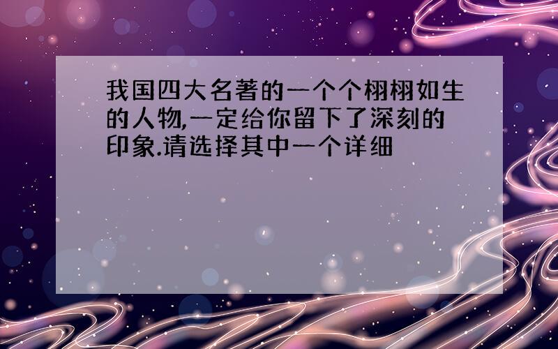 我国四大名著的一个个栩栩如生的人物,一定给你留下了深刻的印象.请选择其中一个详细