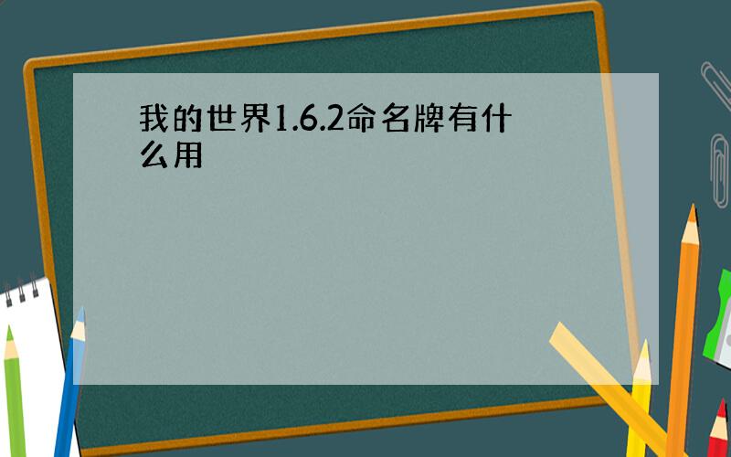 我的世界1.6.2命名牌有什么用