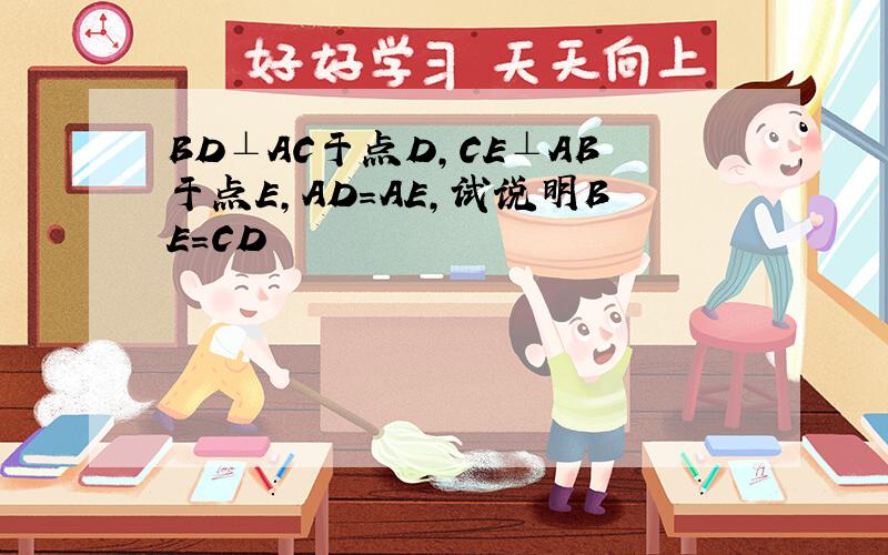 BD⊥AC于点D,CE⊥AB于点E,AD=AE,试说明BE=CD