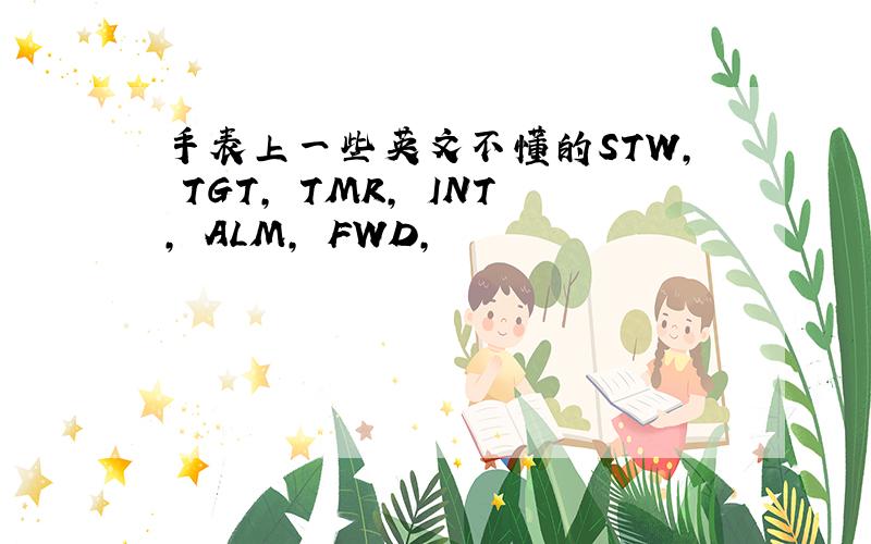 手表上一些英文不懂的STW, TGT, TMR, INT, ALM, FWD,