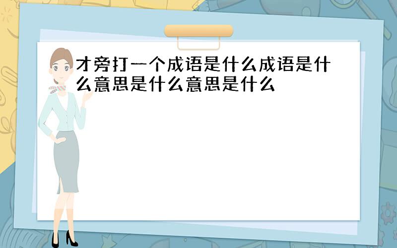 才旁打一个成语是什么成语是什么意思是什么意思是什么