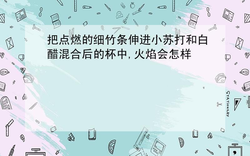 把点燃的细竹条伸进小苏打和白醋混合后的杯中,火焰会怎样