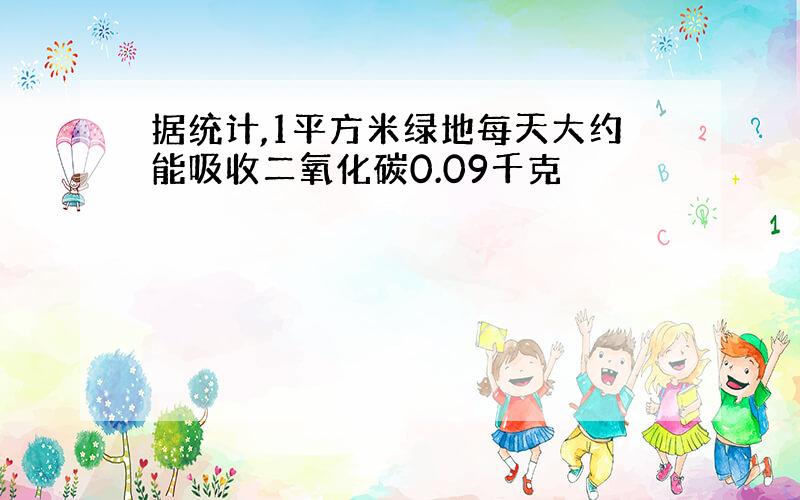 据统计,1平方米绿地每天大约能吸收二氧化碳0.09千克