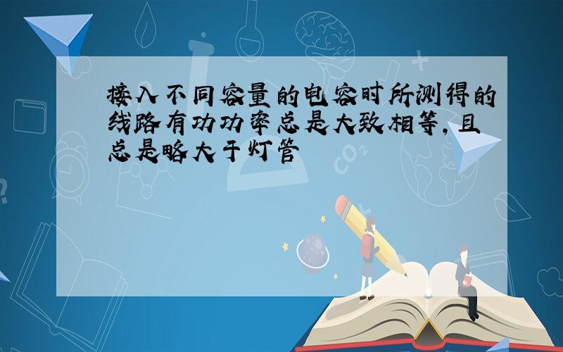 接入不同容量的电容时所测得的线路有功功率总是大致相等,且总是略大于灯管