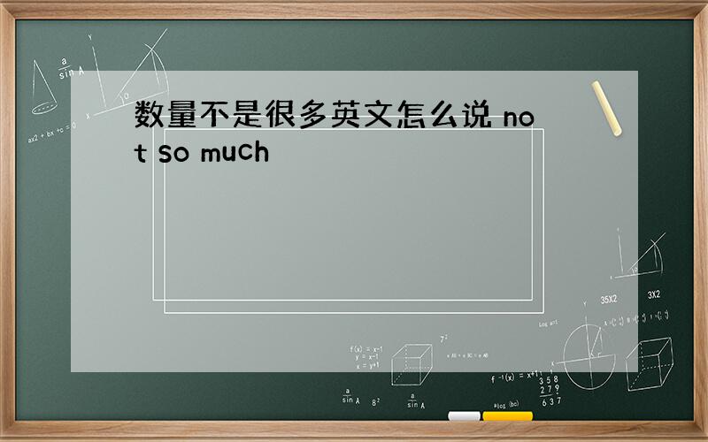 数量不是很多英文怎么说 not so much