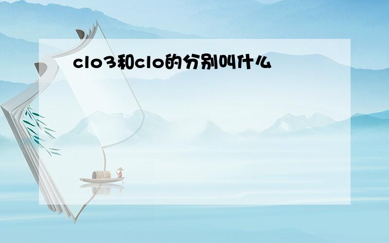 clo3和clo的分别叫什么