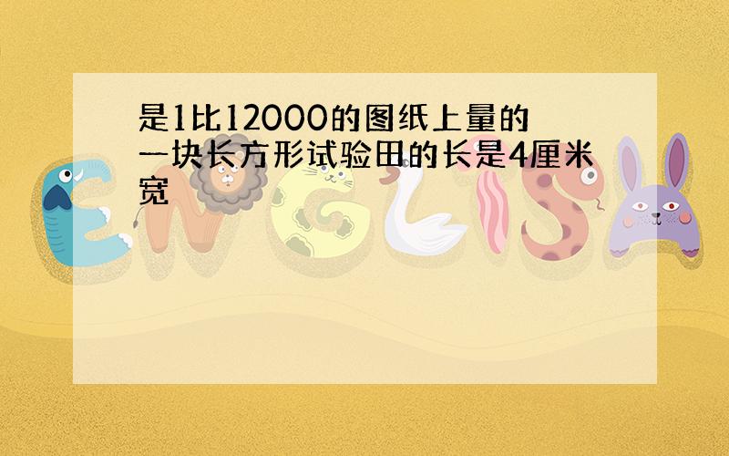 是1比12000的图纸上量的一块长方形试验田的长是4厘米宽