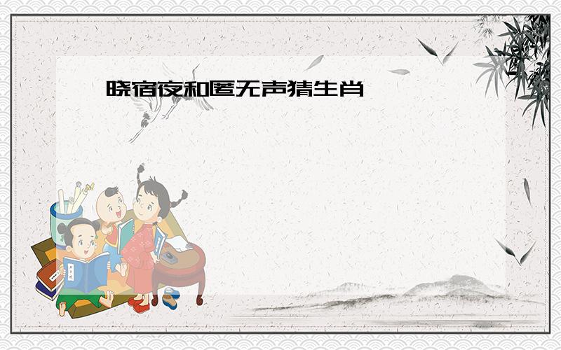 晓宿夜和匿无声猜生肖