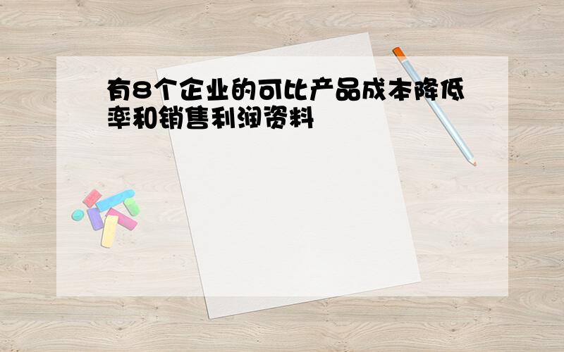 有8个企业的可比产品成本降低率和销售利润资料