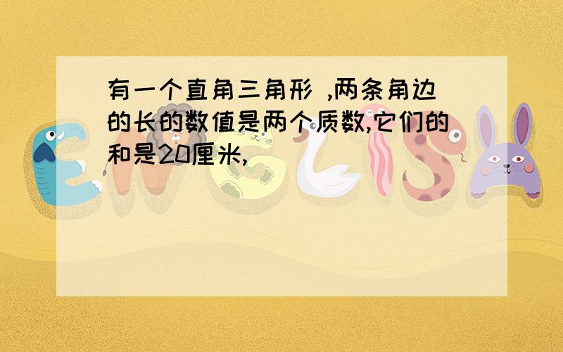 有一个直角三角形 ,两条角边的长的数值是两个质数,它们的和是20厘米,