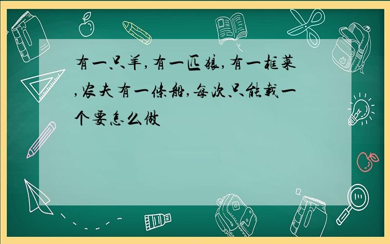 有一只羊,有一匹狼,有一框菜,农夫有一条船,每次只能载一个要怎么做