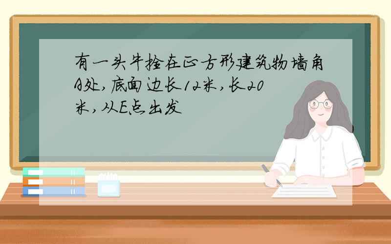 有一头牛拴在正方形建筑物墙角A处,底面边长12米,长20米,从E点出发