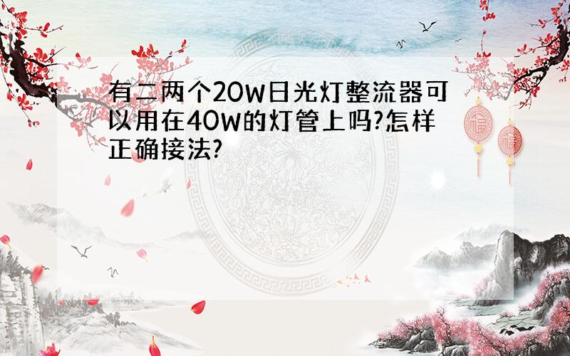 有二两个20W日光灯整流器可以用在40W的灯管上吗?怎样正确接法?