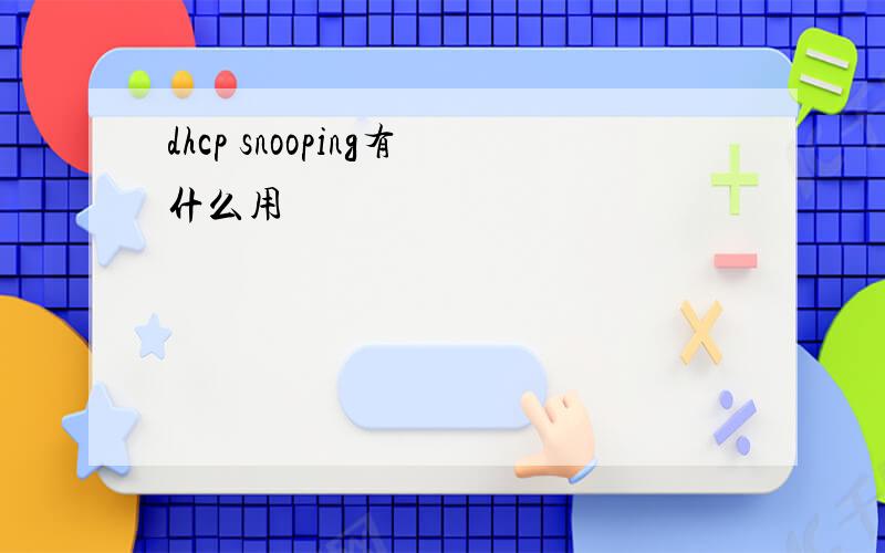 dhcp snooping有什么用