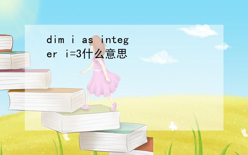 dim i as integer i=3什么意思