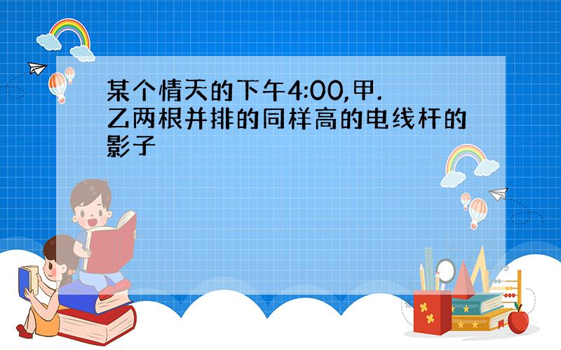 某个情天的下午4:00,甲.乙两根并排的同样高的电线杆的影子