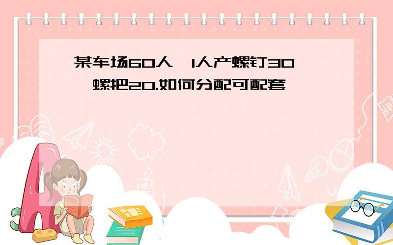 某车场60人,1人产螺钉30,螺把20.如何分配可配套