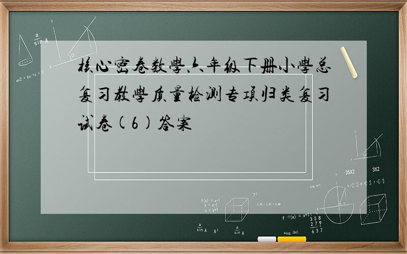 核心密卷数学六年级下册小学总复习教学质量检测专项归类复习试卷(6)答案