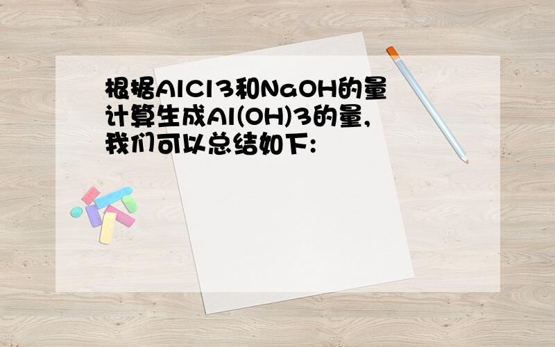 根据AlCl3和NaOH的量计算生成Al(OH)3的量,我们可以总结如下: