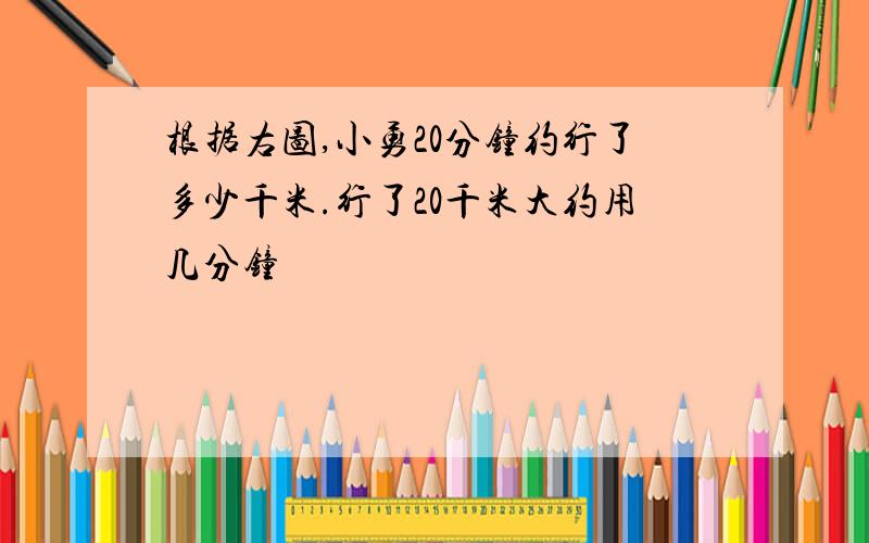 根据右图,小勇20分钟约行了多少千米.行了20千米大约用几分钟