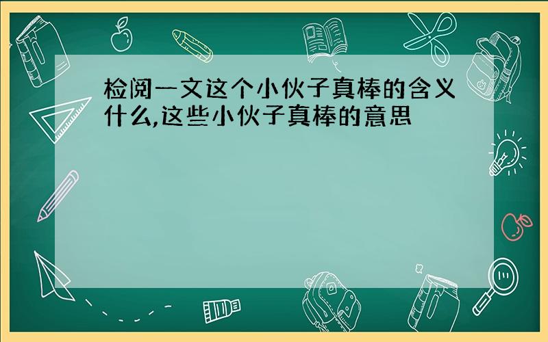 检阅一文这个小伙子真棒的含义什么,这些小伙子真棒的意思