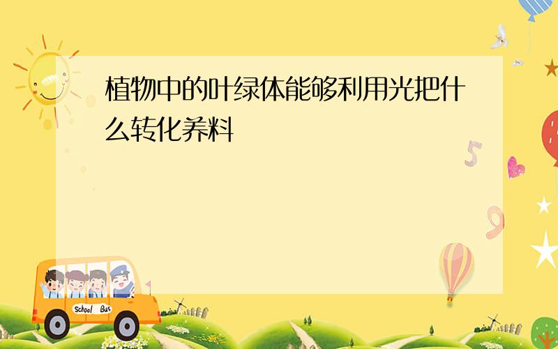 植物中的叶绿体能够利用光把什么转化养料