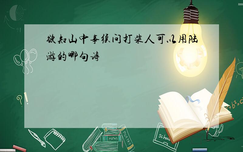 欲知山中事须问打柴人可以用陆游的哪句诗