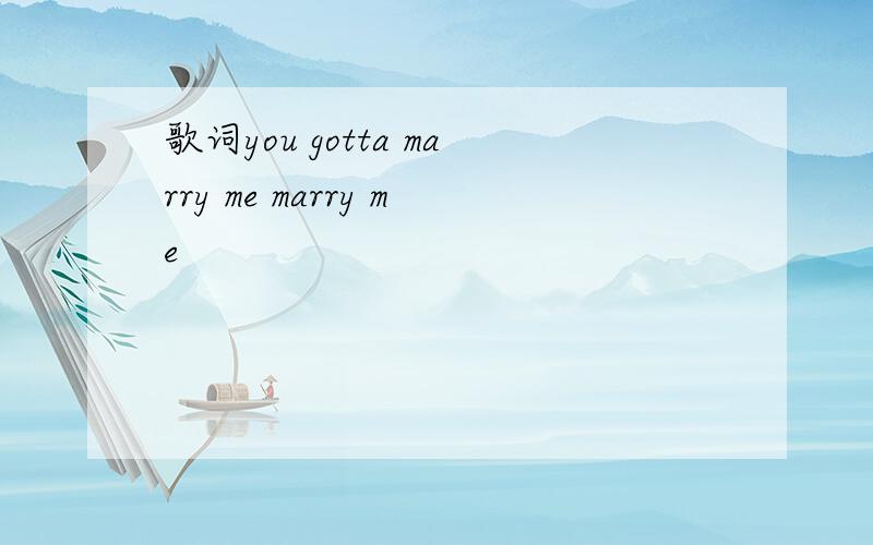 歌词you gotta marry me marry me