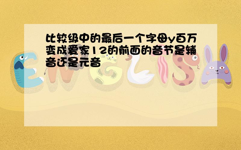 比较级中的最后一个字母y百万变成爱家12的前面的音节是辅音还是元音