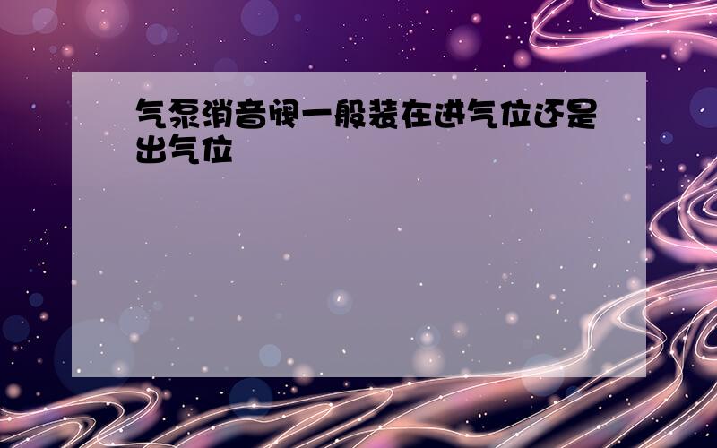 气泵消音阀一般装在进气位还是出气位