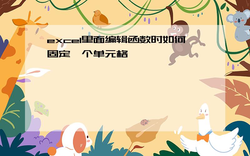 excel里面编辑函数时如何固定一个单元格