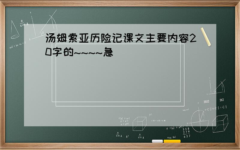 汤姆索亚历险记课文主要内容20字的~~~~急