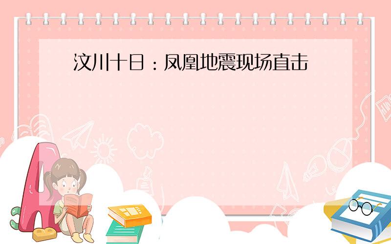 汶川十日：凤凰地震现场直击